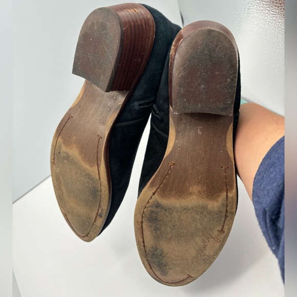 Black Suede Sam Edelman Size 9 Booties, wooden heel - Picture 4 of 8